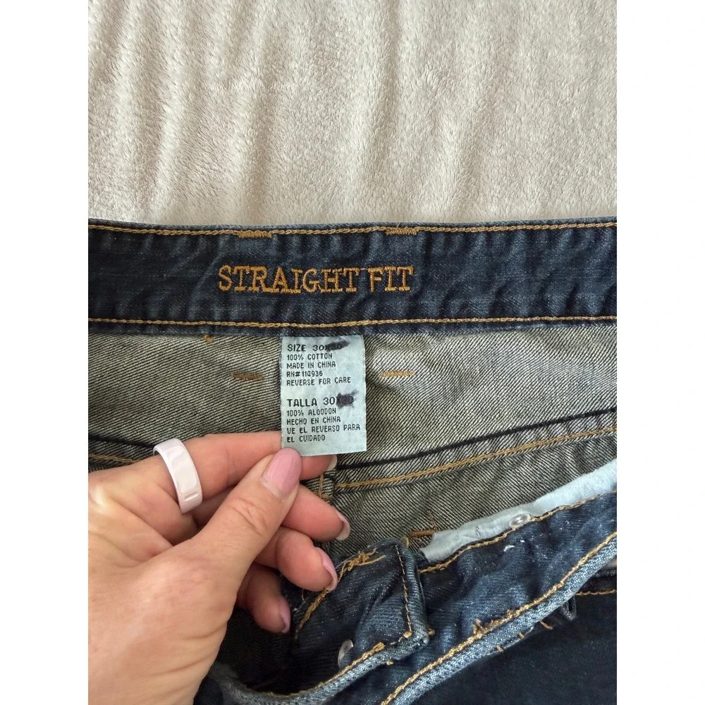 Route 66‎ Straight Fit Denim Shorts Mens 30 Blue Dark Wash Zip Pocket Cotton